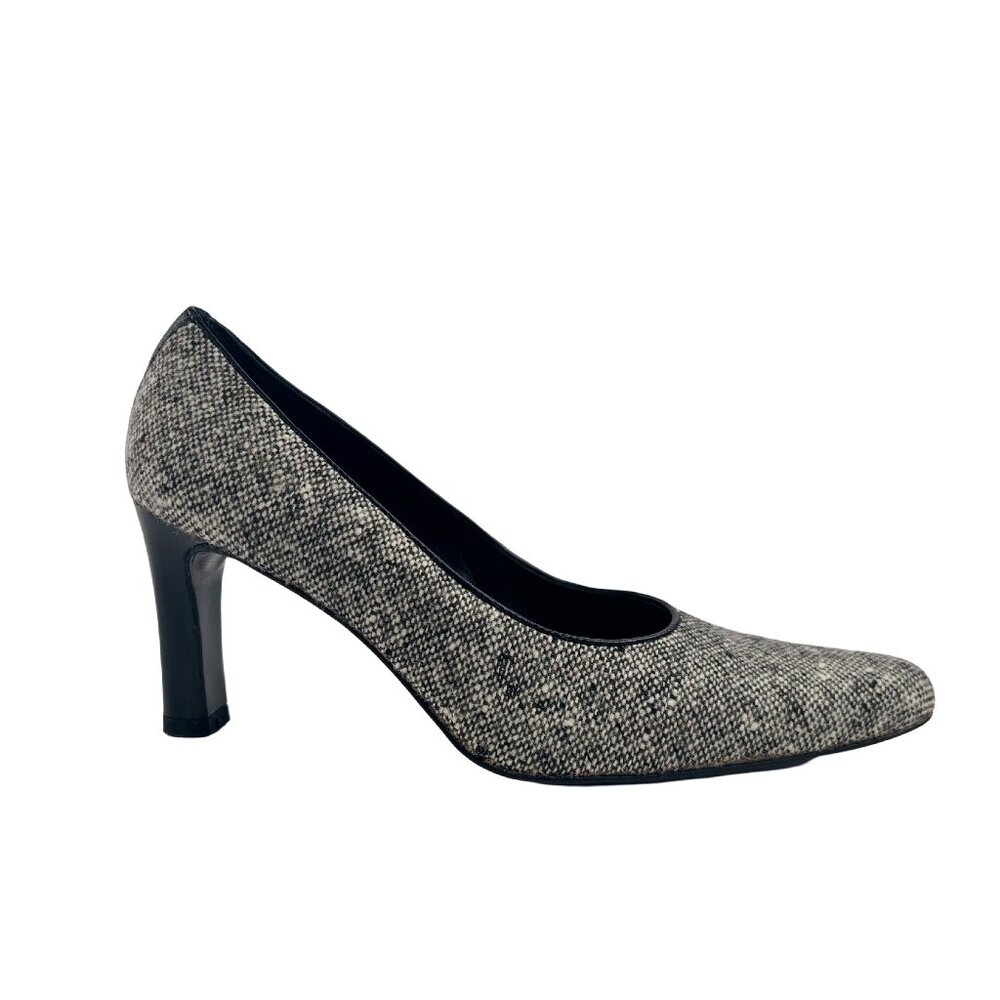 BANANA REPUBLIC Women's Tweed Gray & Black Heels Y2K Size 7.5 M Made in Spain